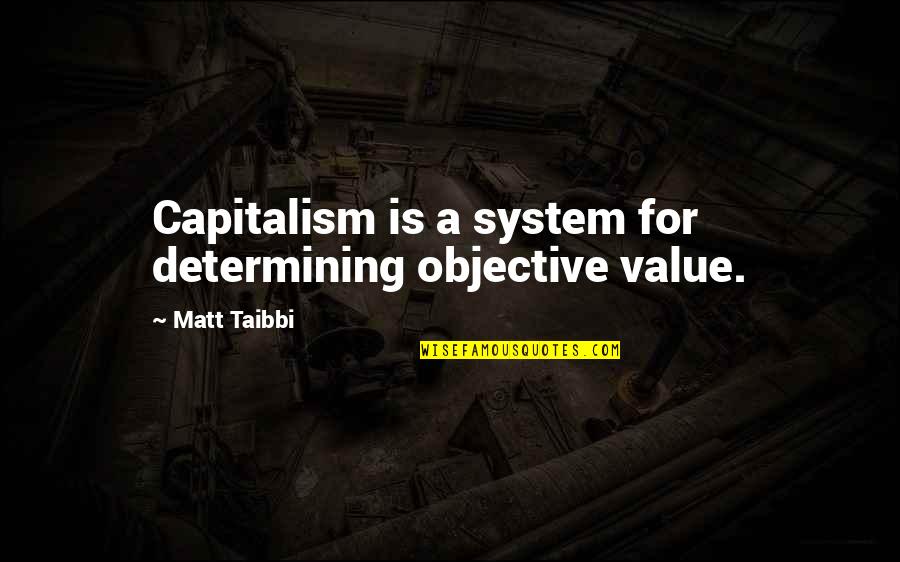 Duke Bike Quotes By Matt Taibbi: Capitalism is a system for determining objective value.