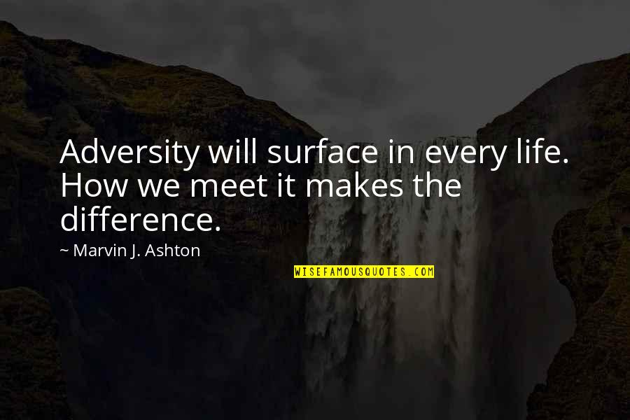 Dukh Bhanjani Quotes By Marvin J. Ashton: Adversity will surface in every life. How we Dukh Bhanjani Quotes By Marvin J. Ashton: Adversity will surface in every life. How we