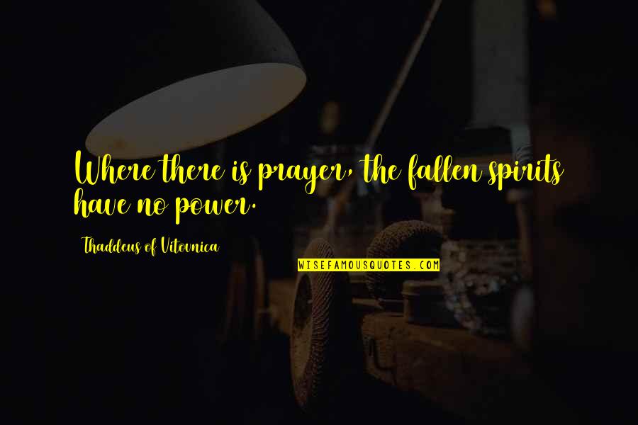 Dulala Quotes By Thaddeus Of Vitovnica: Where there is prayer, the fallen spirits have