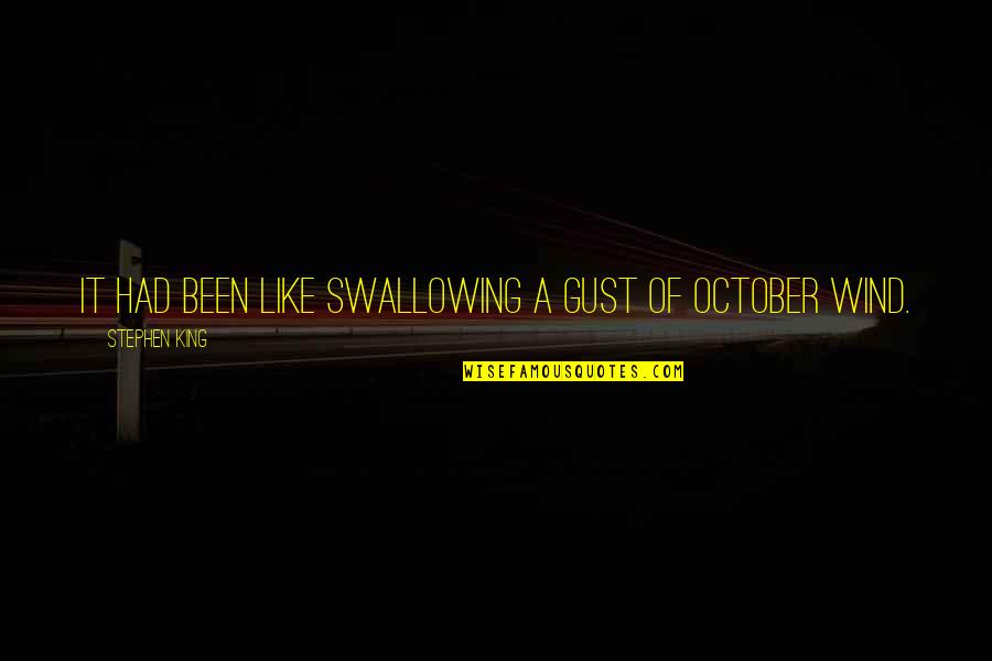 Dull Knife Quotes By Stephen King: It had been like swallowing a gust of