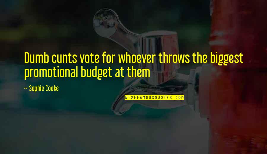 Dumb Budget Quotes By Sophie Cooke: Dumb cunts vote for whoever throws the biggest