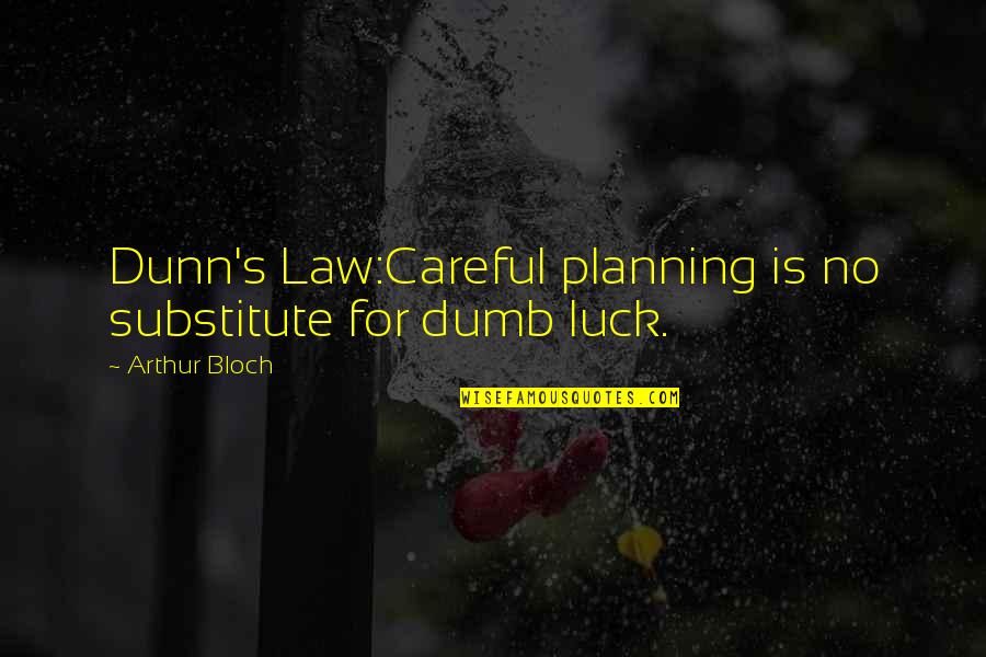 Dumb Luck Quotes By Arthur Bloch: Dunn's Law:Careful planning is no substitute for dumb