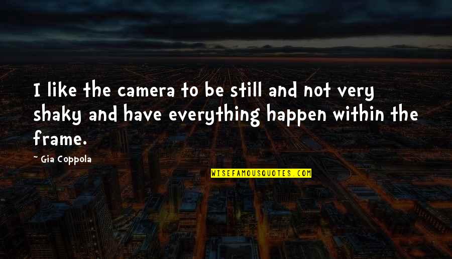 Dumbest Real Housewives Quotes By Gia Coppola: I like the camera to be still and Dumbest Real Housewives Quotes By Gia Coppola: I like the camera to be still and