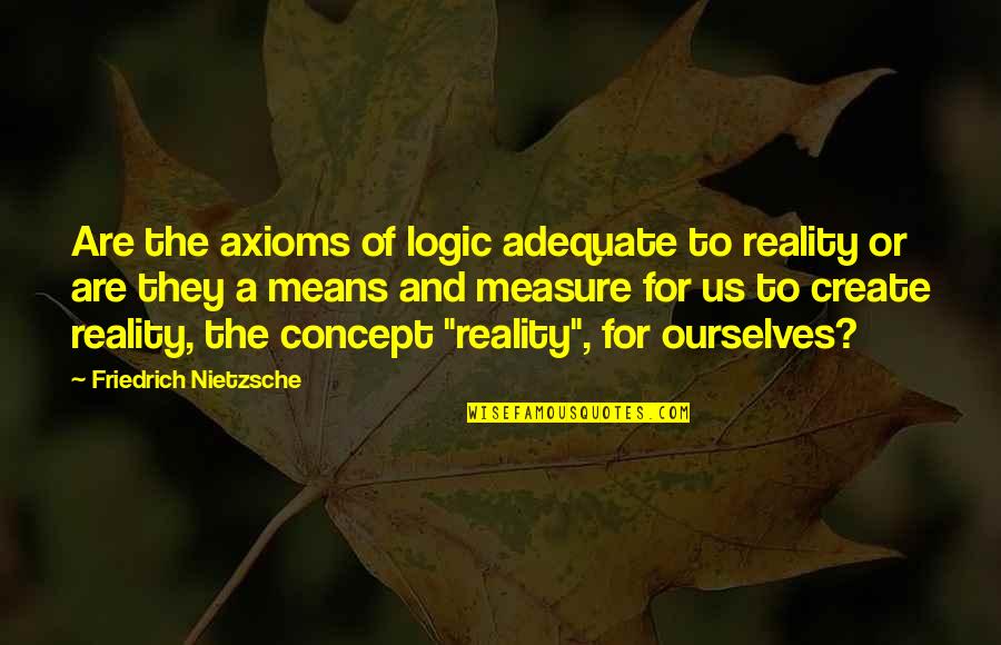 Dumisani Maraire Quotes By Friedrich Nietzsche: Are the axioms of logic adequate to reality