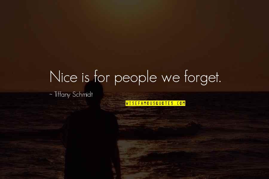 Dumitrescu Liliana Quotes By Tiffany Schmidt: Nice is for people we forget.