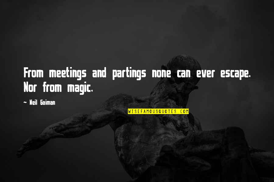 Dumme Quotes By Neil Gaiman: From meetings and partings none can ever escape.