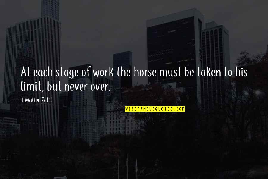 Dump Someone Quotes By Walter Zettl: At each stage of work the horse must