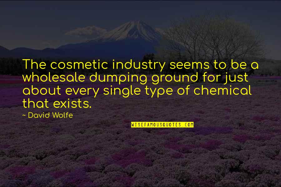 Dumping Quotes By David Wolfe: The cosmetic industry seems to be a wholesale