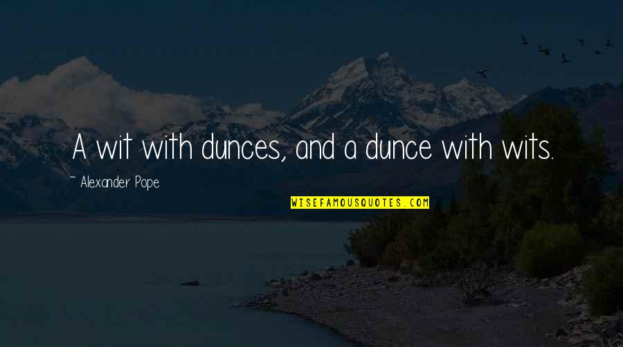 Dunce Quotes By Alexander Pope: A wit with dunces, and a dunce with