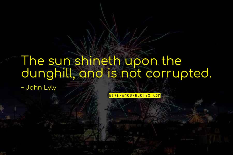 Dunghill Quotes By John Lyly: The sun shineth upon the dunghill, and is