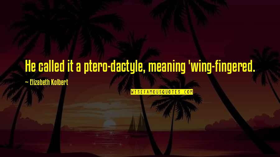 Dunkers Delight Quotes By Elizabeth Kolbert: He called it a ptero-dactyle, meaning 'wing-fingered. Dunkers Delight Quotes By Elizabeth Kolbert: He called it a ptero-dactyle, meaning 'wing-fingered.
