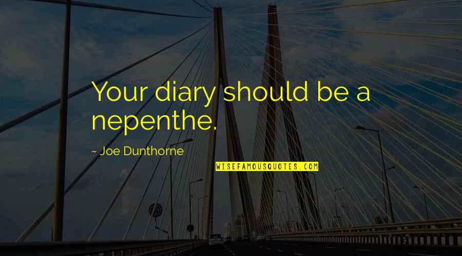 Dunthorne Quotes By Joe Dunthorne: Your diary should be a nepenthe.