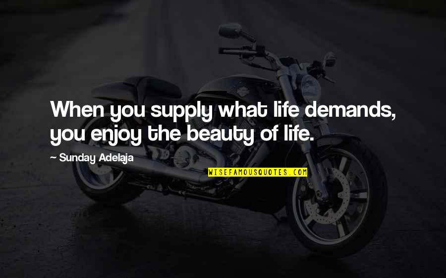Durabac Quotes By Sunday Adelaja: When you supply what life demands, you enjoy Durabac Quotes By Sunday Adelaja: When you supply what life demands, you enjoy
