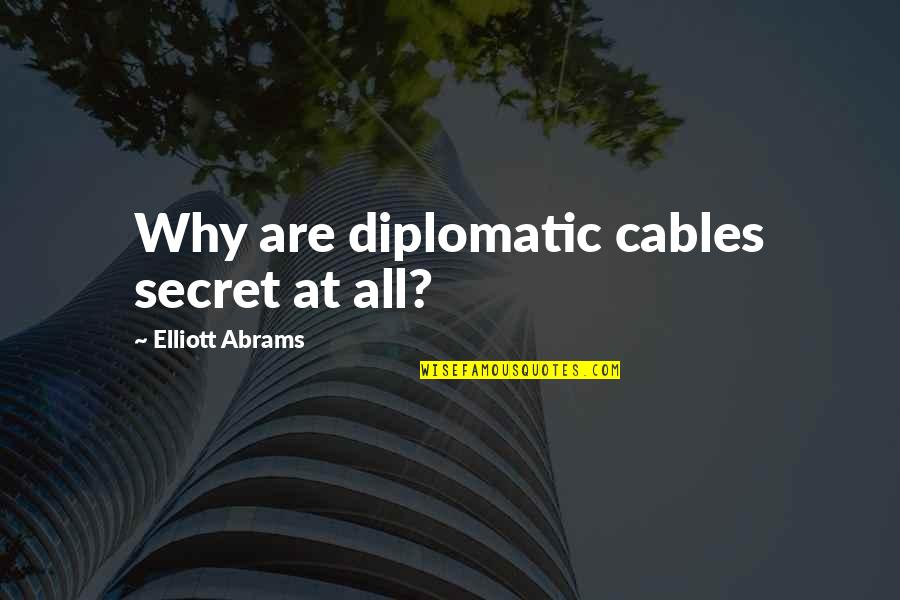Durance And Jong Quotes By Elliott Abrams: Why are diplomatic cables secret at all?