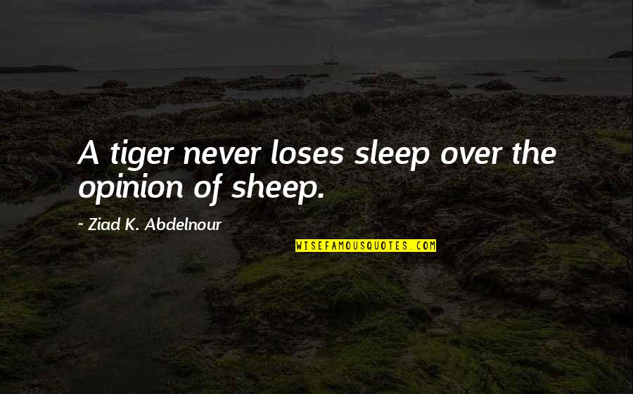 Durance Vile Quotes By Ziad K. Abdelnour: A tiger never loses sleep over the opinion Durance Vile Quotes By Ziad K. Abdelnour: A tiger never loses sleep over the opinion