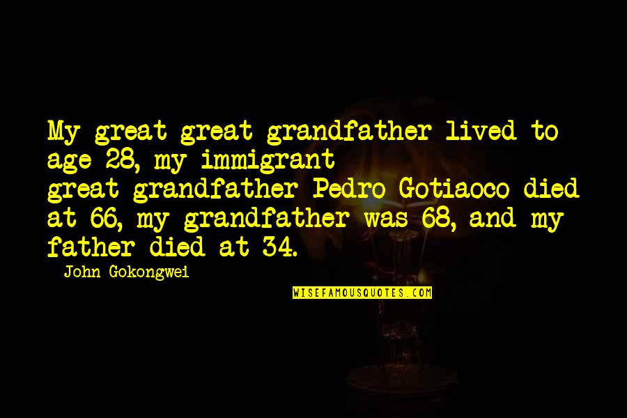 Durarara Anri Sonohara Quotes By John Gokongwei: My great-great-grandfather lived to age 28, my immigrant