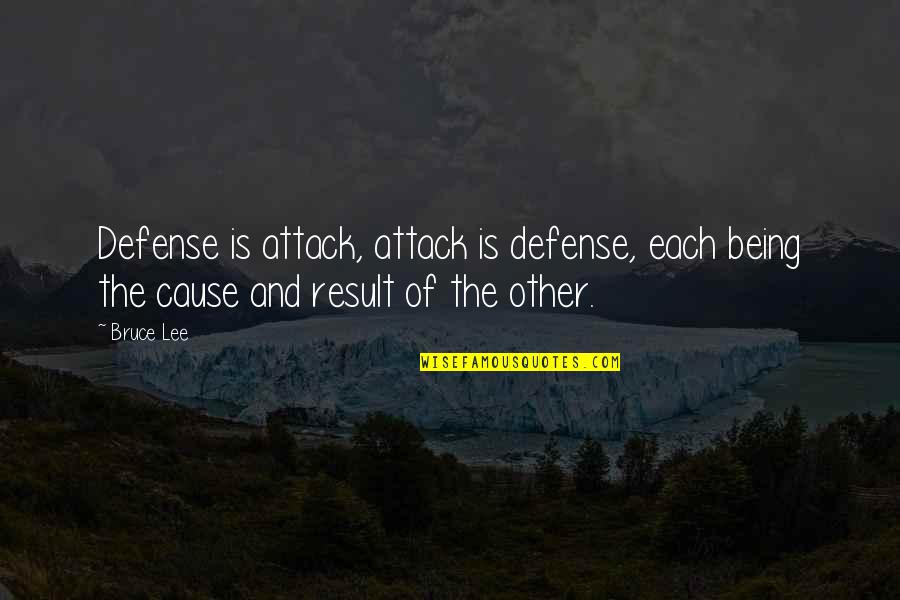 Durians Quotes By Bruce Lee: Defense is attack, attack is defense, each being