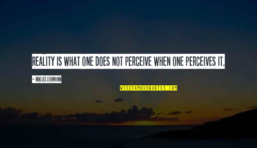 Durio Mcgoffin Quotes By Niklas Luhmann: Reality is what one does not perceive when Durio Mcgoffin Quotes By Niklas Luhmann: Reality is what one does not perceive when