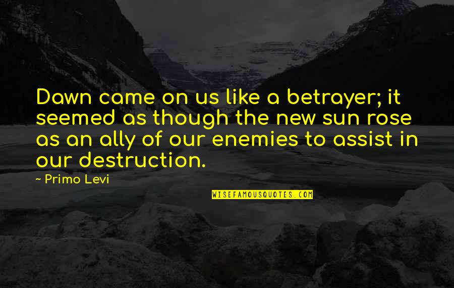 Durock Board Quotes By Primo Levi: Dawn came on us like a betrayer; it Durock Board Quotes By Primo Levi: Dawn came on us like a betrayer; it