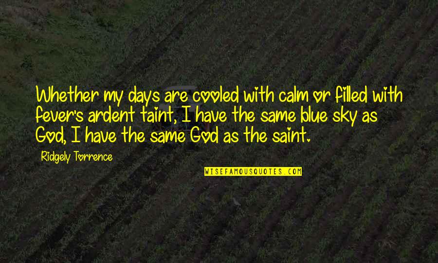 Durvalino Constru Oes Quotes By Ridgely Torrence: Whether my days are cooled with calm or