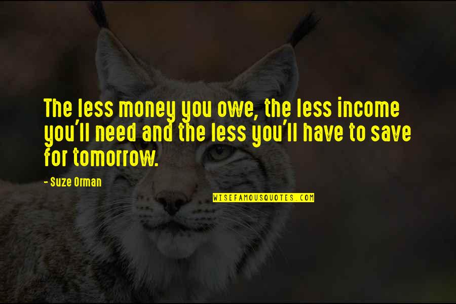 Duschen Translation Quotes By Suze Orman: The less money you owe, the less income