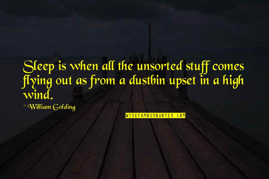 Dustbin Quotes By William Golding: Sleep is when all the unsorted stuff comes