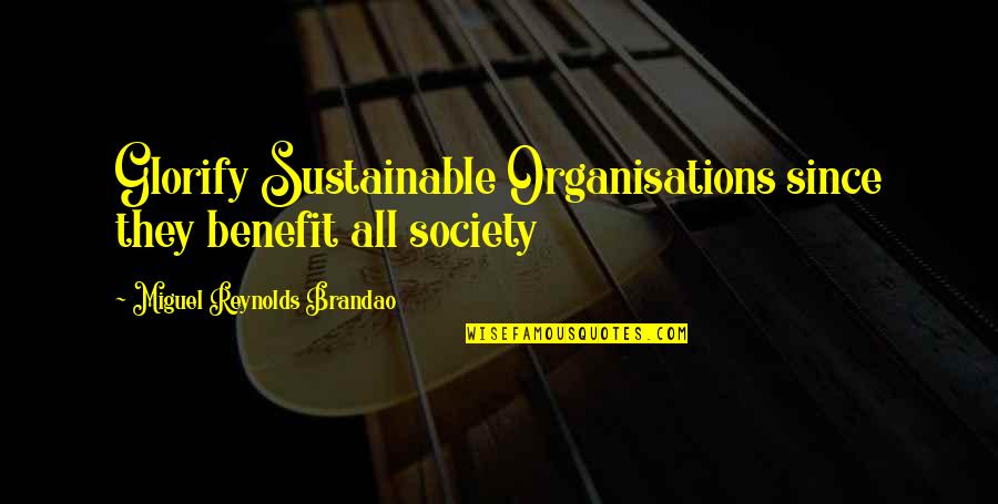 Dustcloud Quotes By Miguel Reynolds Brandao: Glorify Sustainable Organisations since they benefit all society