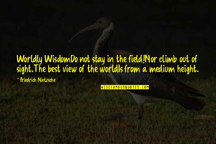 Dusty Hoes Quotes By Friedrich Nietzsche: Worldly WisdomDo not stay in the field!Nor climb