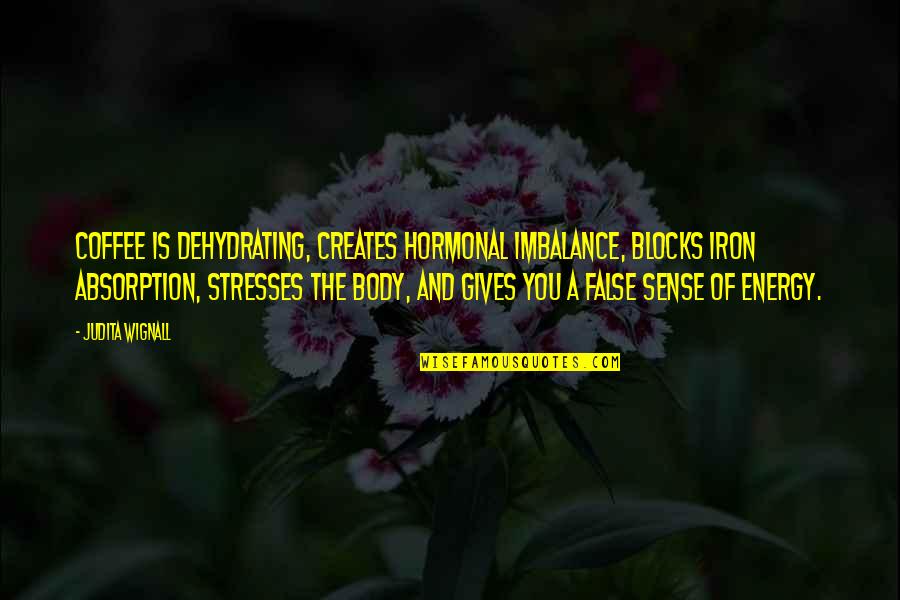 Dutzende Quotes By Judita Wignall: Coffee is dehydrating, creates hormonal imbalance, blocks iron