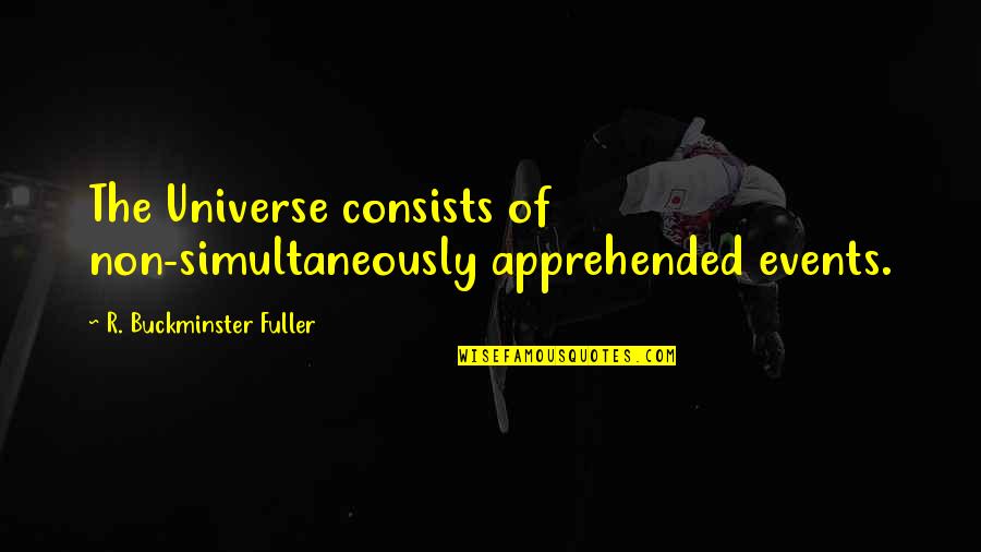 Duydun Mu Quotes By R. Buckminster Fuller: The Universe consists of non-simultaneously apprehended events. Duydun Mu Quotes By R. Buckminster Fuller: The Universe consists of non-simultaneously apprehended events.