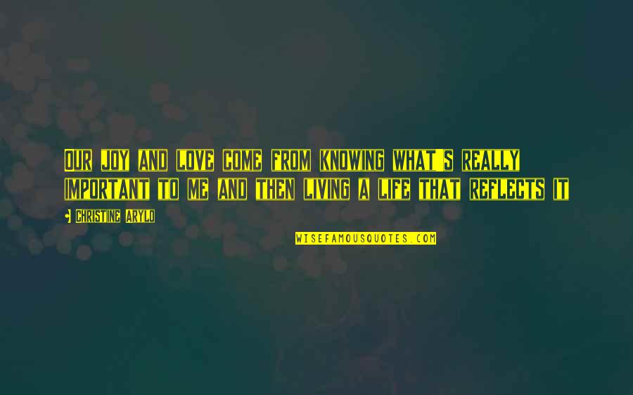Duymadik Quotes By Christine Arylo: Our joy and love come from knowing what's Duymadik Quotes By Christine Arylo: Our joy and love come from knowing what's