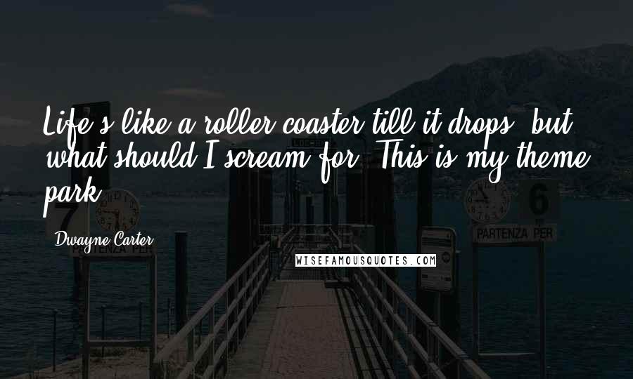 Dwayne Carter quotes: Life's like a roller coaster till it drops, but what should I scream for? This is my theme park.