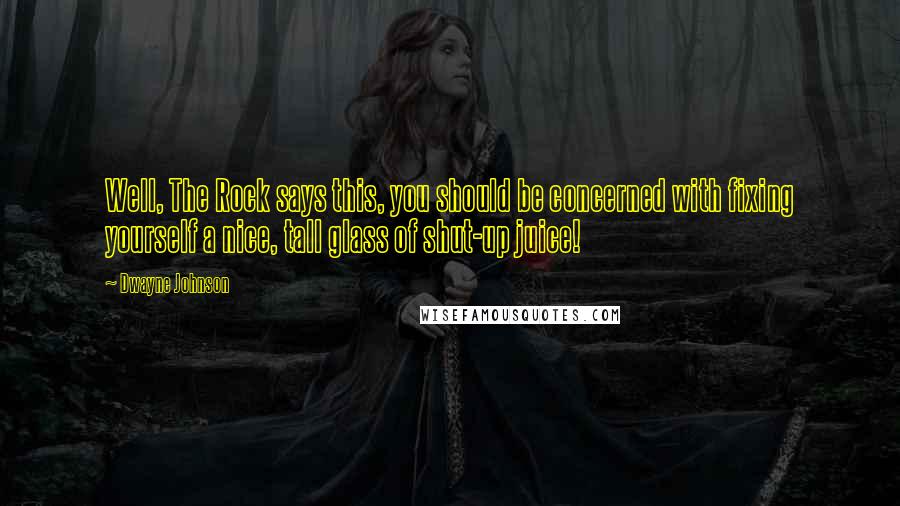 Dwayne Johnson quotes: Well, The Rock says this, you should be concerned with fixing yourself a nice, tall glass of shut-up juice!