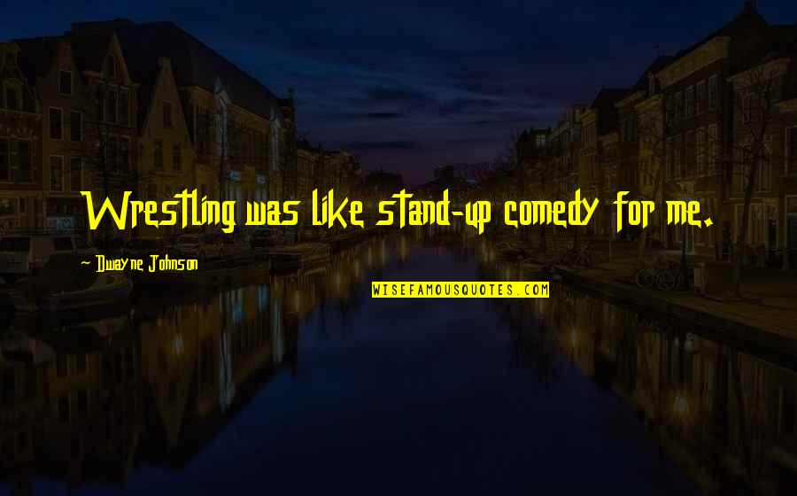 Dwayne Johnson Quotes By Dwayne Johnson: Wrestling was like stand-up comedy for me.