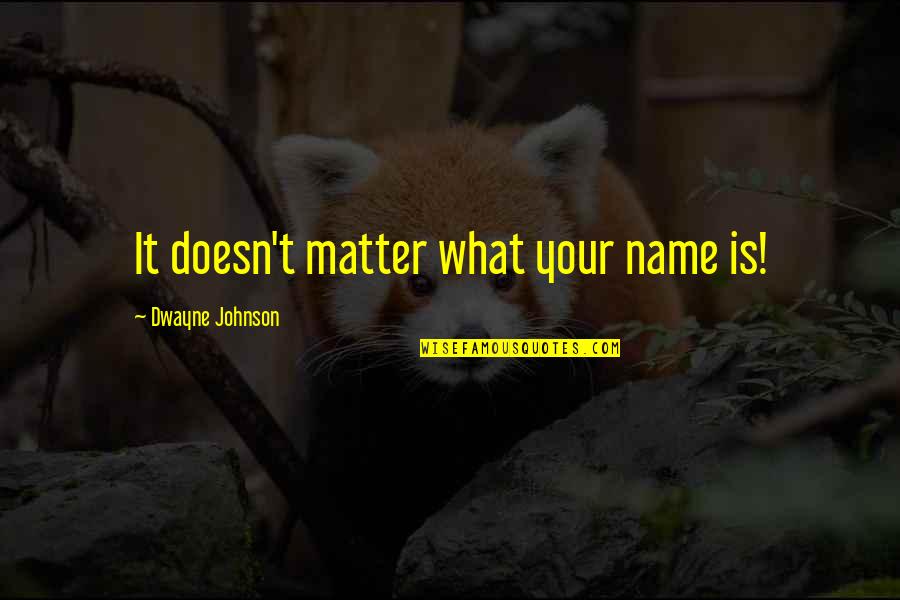 Dwayne Johnson Quotes By Dwayne Johnson: It doesn't matter what your name is!