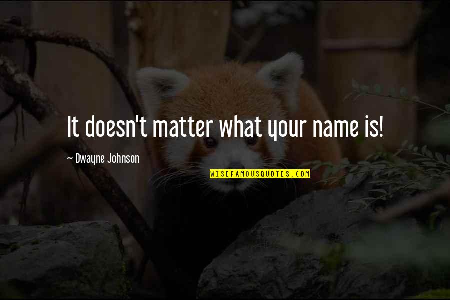 Dwayne Johnson Wrestling Quotes By Dwayne Johnson: It doesn't matter what your name is! Dwayne Johnson Wrestling Quotes By Dwayne Johnson: It doesn't matter what your name is!