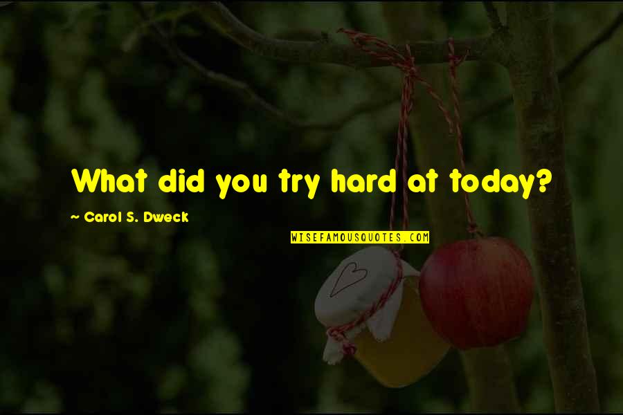 Dweck Quotes By Carol S. Dweck: What did you try hard at today?