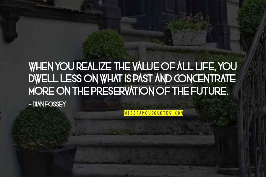 Dwell On The Past Quotes By Dian Fossey: When you realize the value of all life,