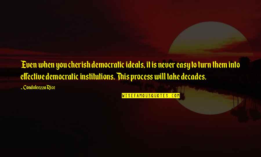 Dwelled Synonym Quotes By Condoleezza Rice: Even when you cherish democratic ideals, it is