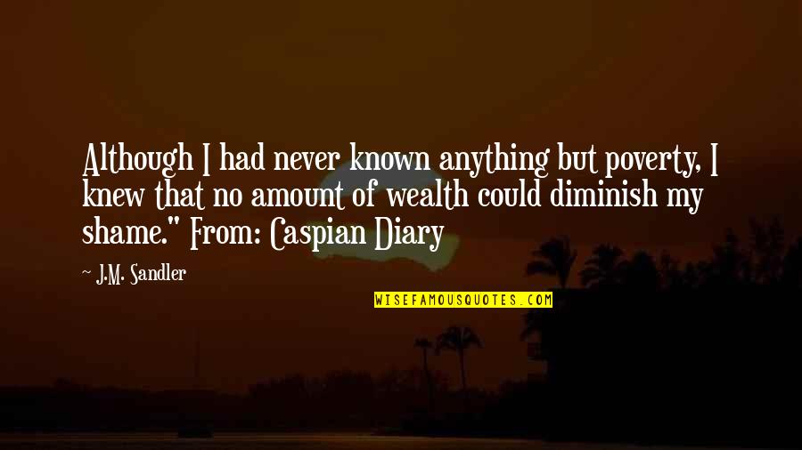 Dwells Synonym Quotes By J.M. Sandler: Although I had never known anything but poverty, Dwells Synonym Quotes By J.M. Sandler: Although I had never known anything but poverty,