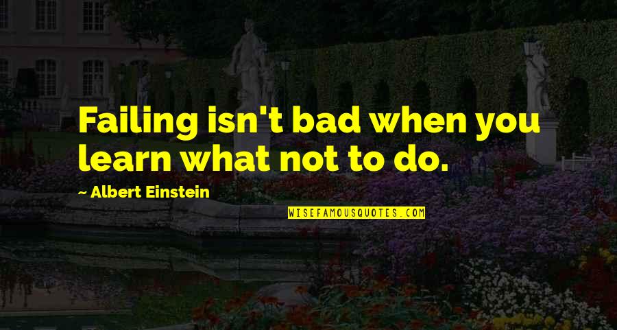 Dyce Lab Quotes By Albert Einstein: Failing isn't bad when you learn what not Dyce Lab Quotes By Albert Einstein: Failing isn't bad when you learn what not
