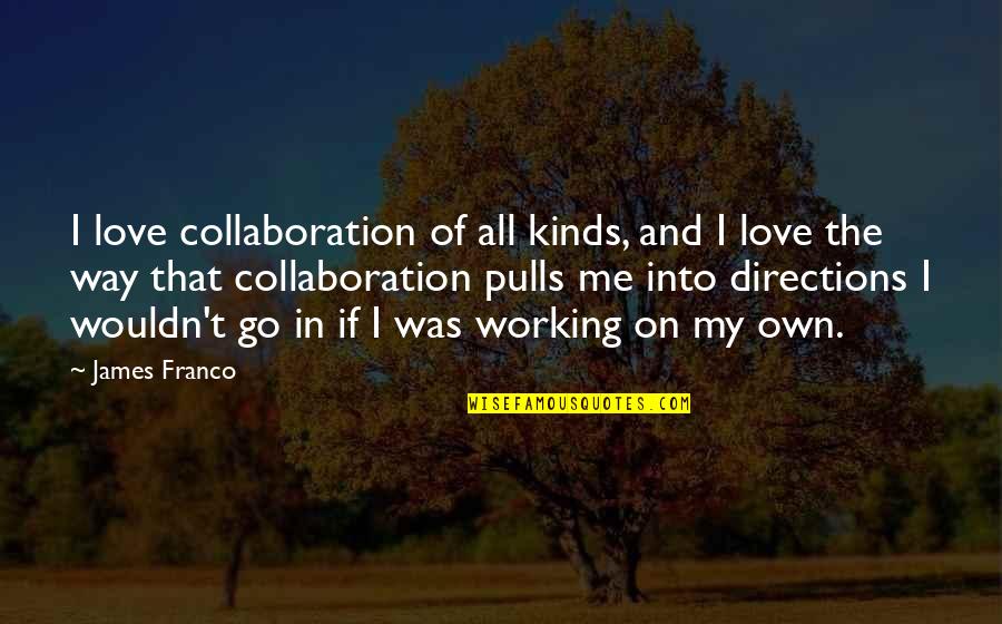 Dying For My Country Quotes By James Franco: I love collaboration of all kinds, and I Dying For My Country Quotes By James Franco: I love collaboration of all kinds, and I