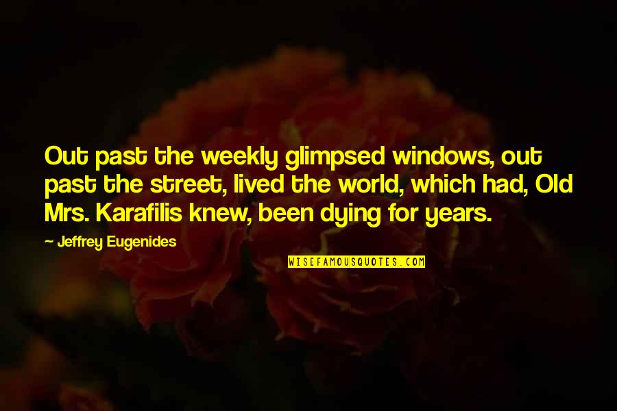Dying For Quotes By Jeffrey Eugenides: Out past the weekly glimpsed windows, out past