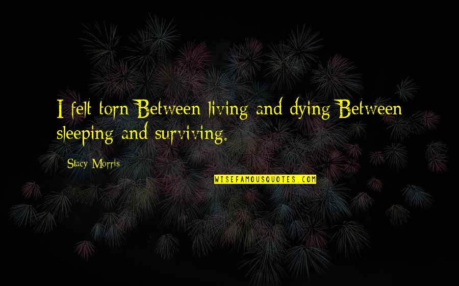 Dying Quotes And Quotes By Stacy Morris: I felt torn Between living and dying Between