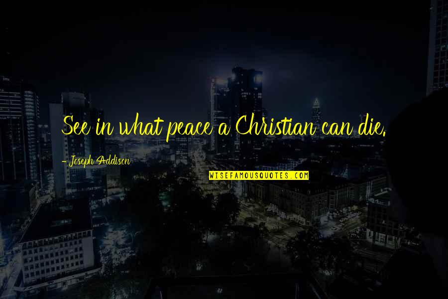 Dying To See You Quotes By Joseph Addison: See in what peace a Christian can die.