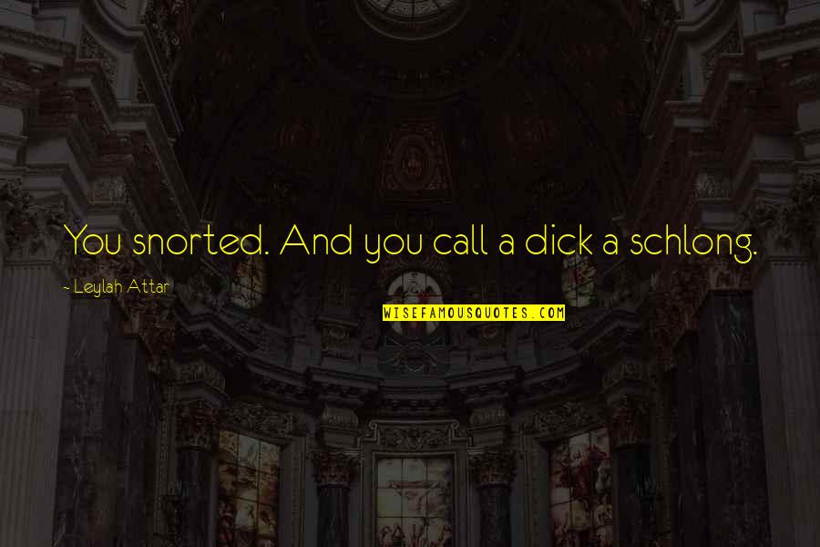 Dympna Pronounced Quotes By Leylah Attar: You snorted. And you call a dick a