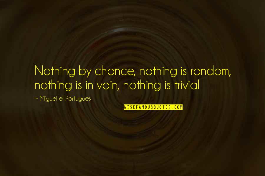 Dyott Whiskey Quotes By Miguel El Portugues: Nothing by chance, nothing is random, nothing is