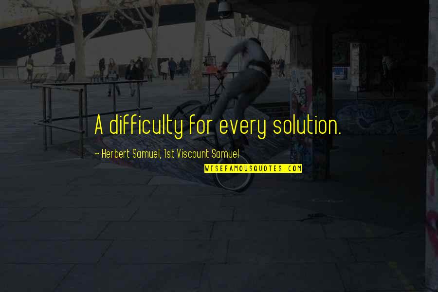 Dysphonia Symptoms Quotes By Herbert Samuel, 1st Viscount Samuel: A difficulty for every solution.