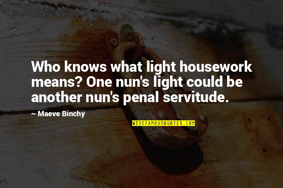 Dzej Nedelja Quotes By Maeve Binchy: Who knows what light housework means? One nun's