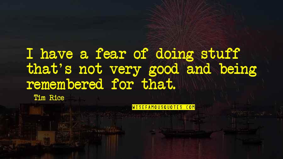 Dzenita Custo Quotes By Tim Rice: I have a fear of doing stuff that's